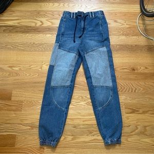 BDG urban outfitters color block patchwork denim jogger jeans drawstring XS